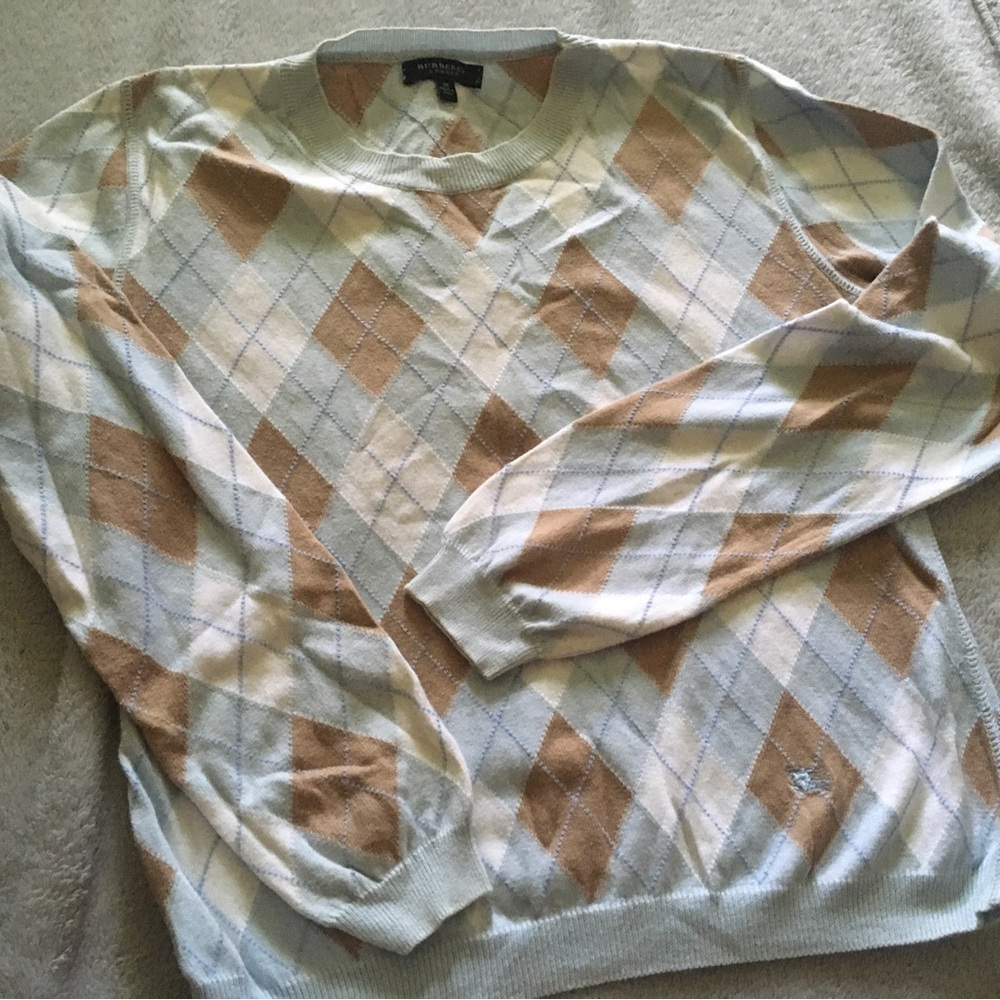 Burberry Crewneck Sweater - Beige & Light Blue